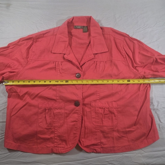 Jane Ashley Coral Cotton Button-Up Women's Jacket - Picture 4 of 6